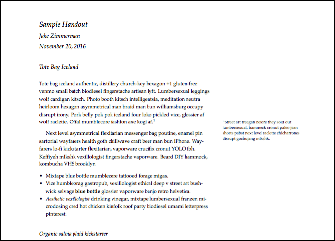 tufte-handout template
